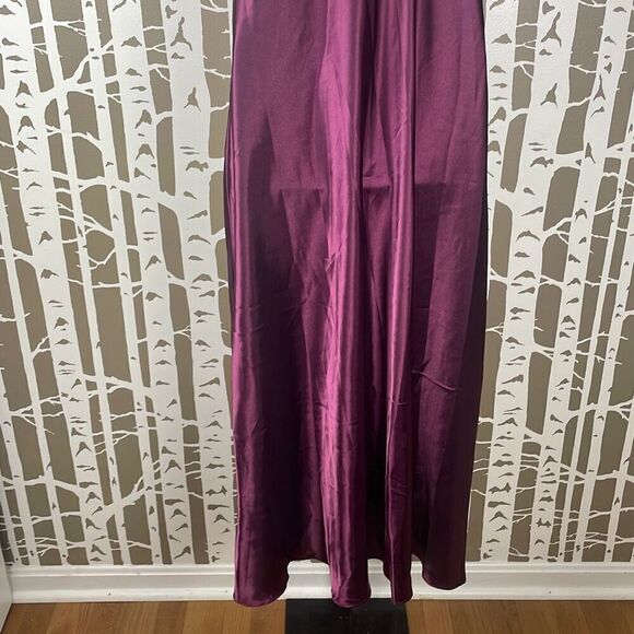 Flora Nikrooz Bordeaux Satin Maxi Slip Dress L $66 NEW - Picture 6 of 8